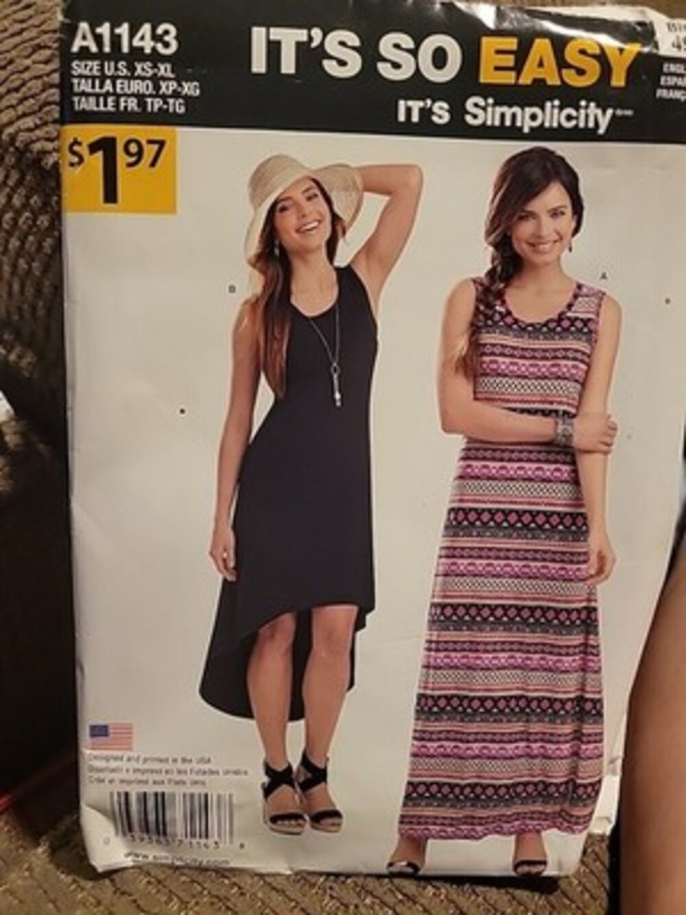 Simplicity 1143 Knit Tank Dress - Maxi Dress or Hi-Lo Hemline Sz 6-24 UNCUT EASY